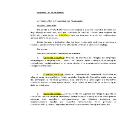 Direito do trabalho i