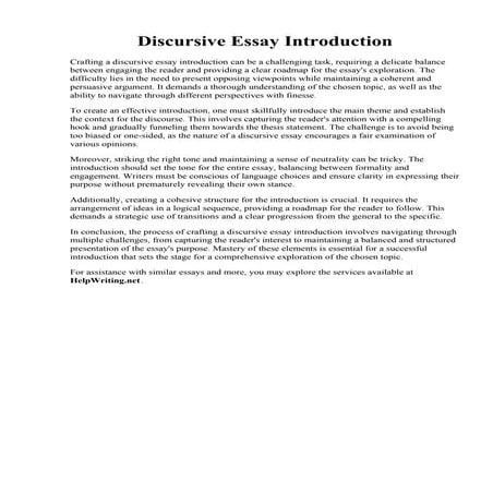 Discursive Essay Introduction