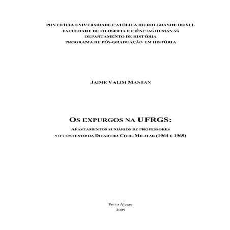 Dissertação de jaime valim mansan na puc rs