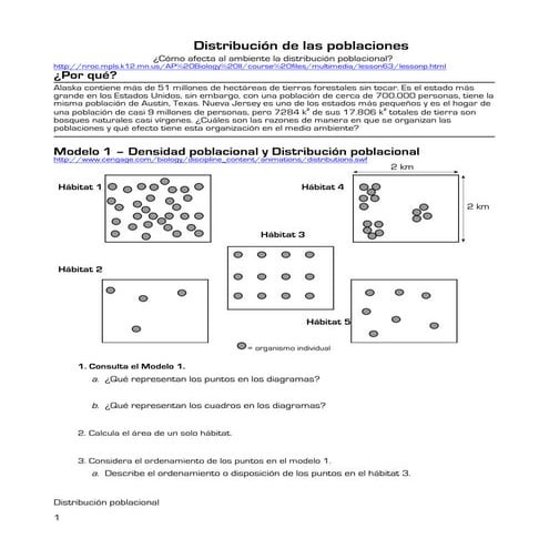 Distribución poblacional. Guía para segundo medio, Biología