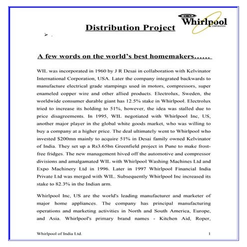 Distribution project whirlpool
