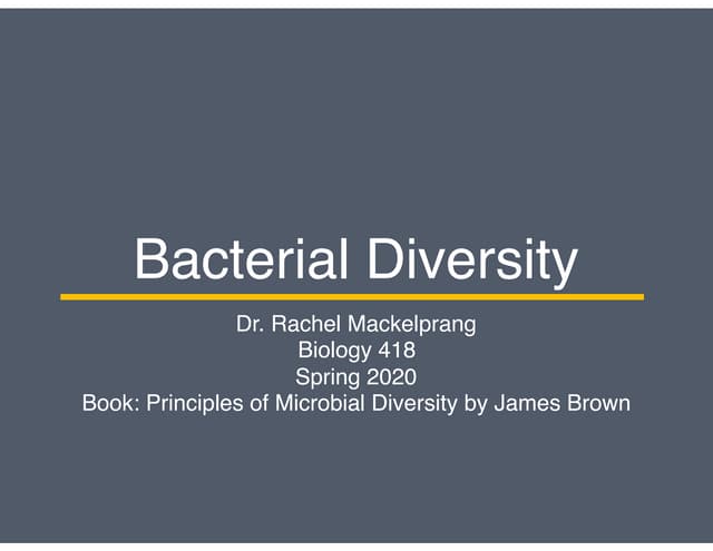 Microbial Diversity Part 1: Introduction to Diversity