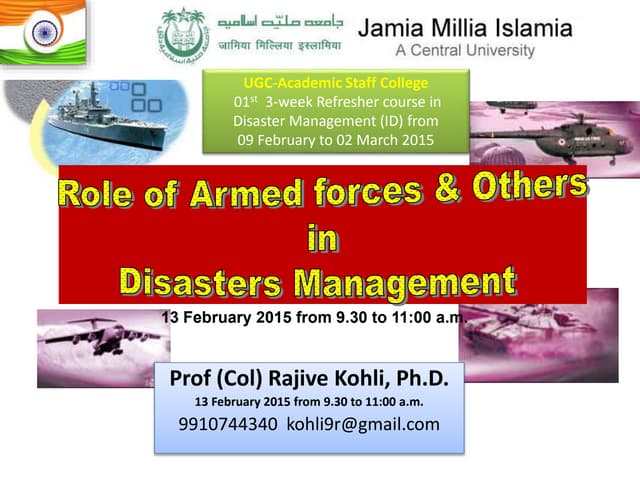 Role of Armed Forces & others in Disaster Management