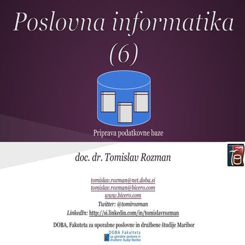 Poslovna informatika 6: Podatkovne baze