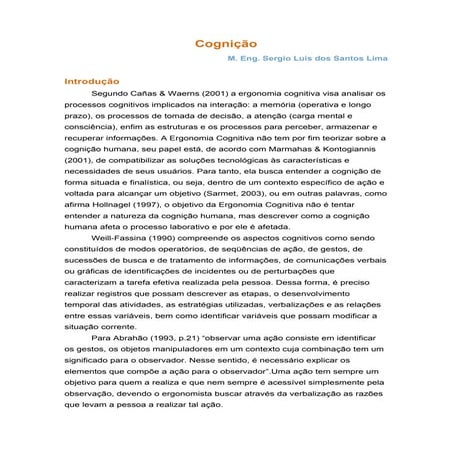 Doc. Introdução à Cognição