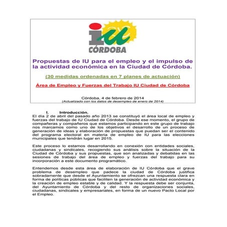 Documento IU Córdoba Programa Empleo (Febrero 2014)