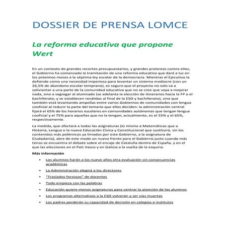 Dossier de prensa lomce