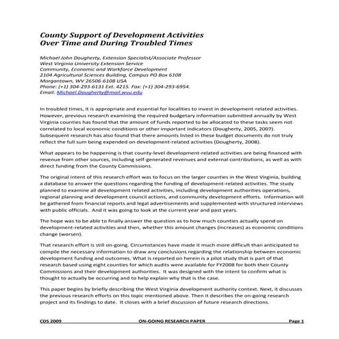 Dougherty Cds 2009 County Support Of Development Authorities Paper