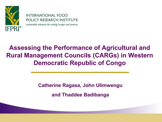 Catherine Ragasa - Assessing the Performance of Agricultural and Rural Manage...