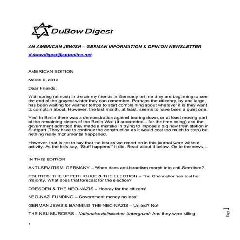 DuBow Digest American Edition march 6, 2013 a