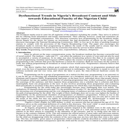 Dysfunctional trends in nigeria’s broadcast content and slide