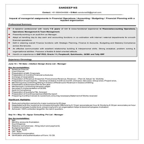 CA Sandeep Resume