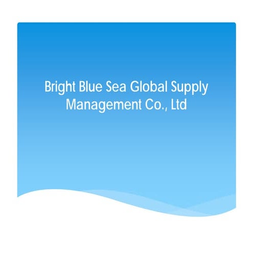 Bright Blue Sea Company  Presentation- May 6