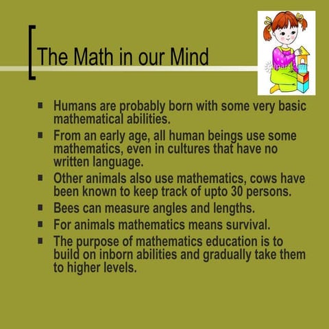 Early childhood mathematics and development