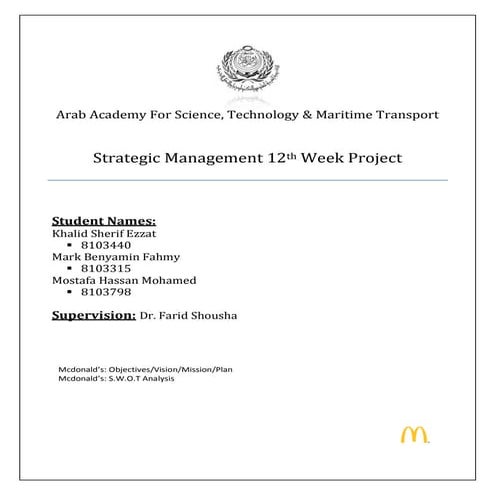 Strategic Management - Mcdonald's