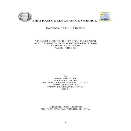 E commerce in India literature review