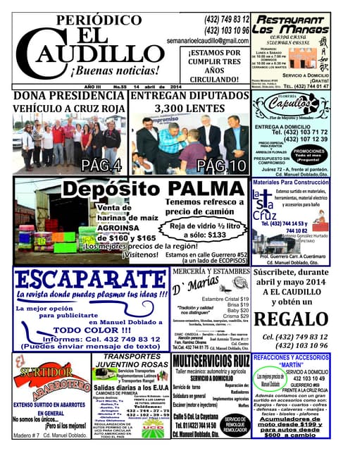 Periódico El Caudillo Manuel Doblado edición 55