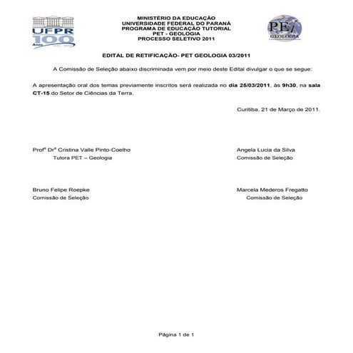 Edital 3         retificação -  processo seletivo pet - 2011