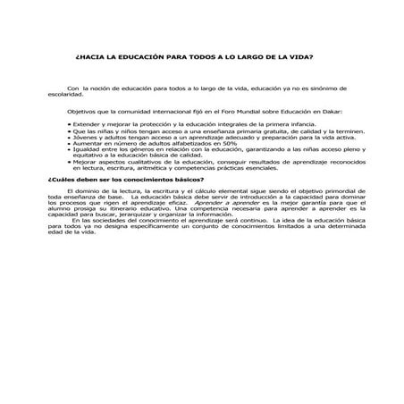 HACIA LA EDUCACIÓN PARA TODOS A LO LARGO DE LA VIDA?