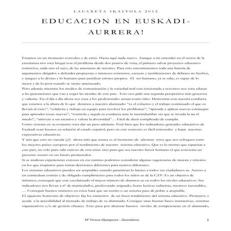 Educacion en euskadi aurrera