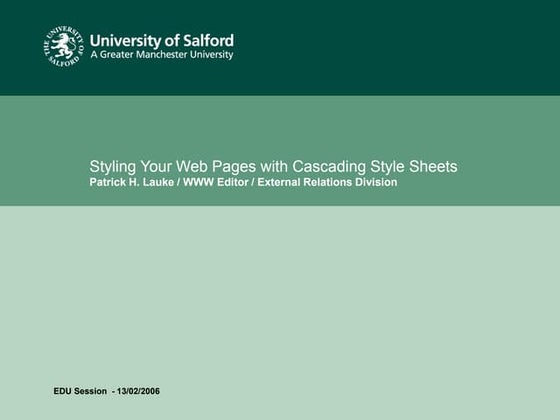 Styling Your Web Pages with Cascading Style Sheets / EDU course / University ...