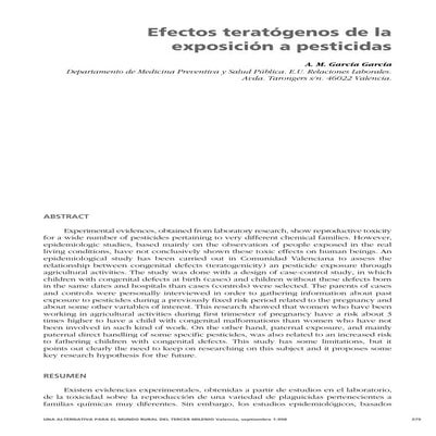 Efectos teratogenicos-pesticidas