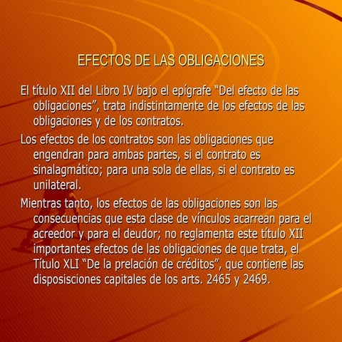 Efectos de las Obligaciones