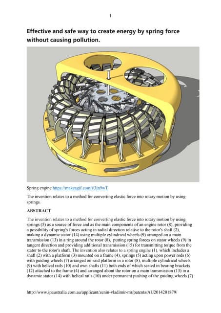 Effective and safe way to create energy by spring force without causing pollu...