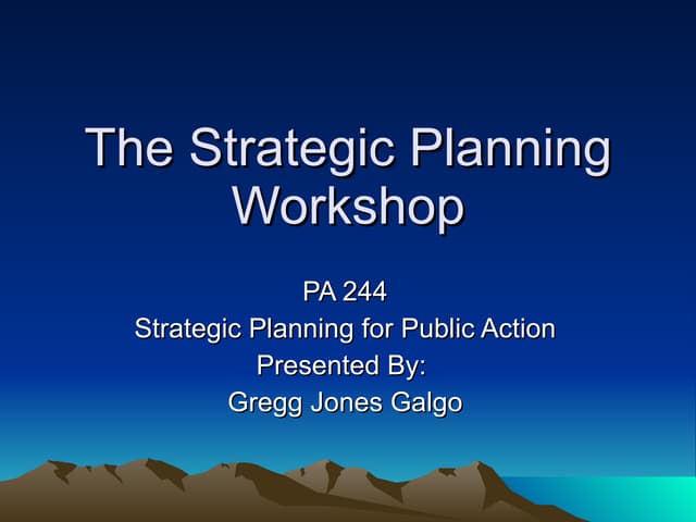 Effective Strategic Planning Workshop