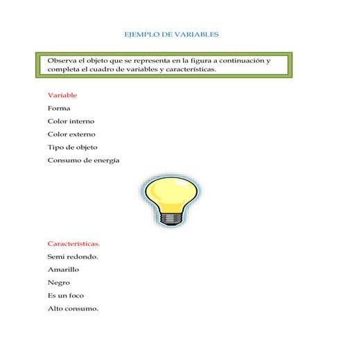 Ejemplo de variables de andrea
