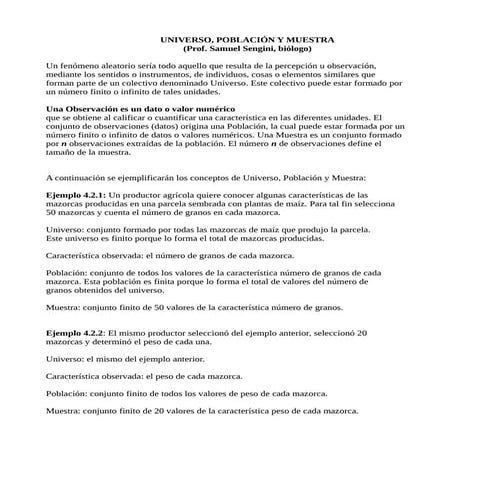 Ejemplos universo poblacion y muestra