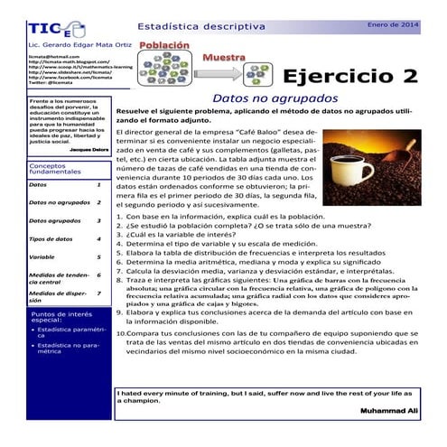 Descriptive statistics exercise. Ungrouped data.