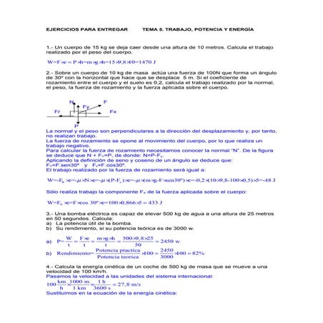 Ejercicios resueltos Trabajo, Potencia y Energía