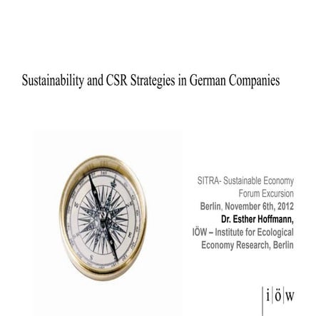 Sustainability and CSR Stategies in German Companies / Esther Hoffmann