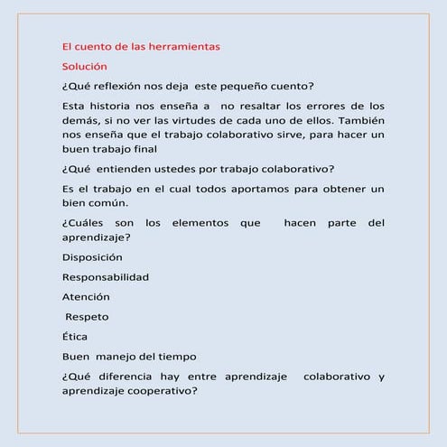 El cuento de las herramientas