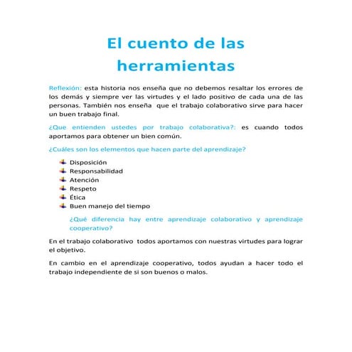 El cuento de las herramientas mariana 