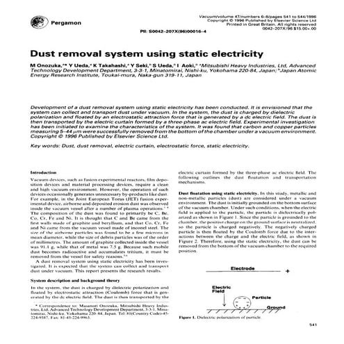 Electrostatic dust removal