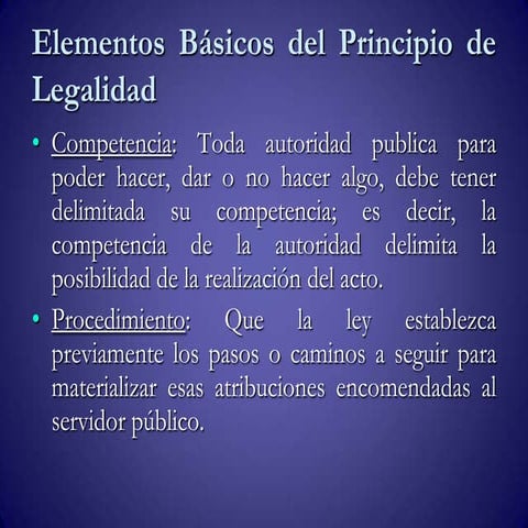 Elementos básicos del principio de legalidad