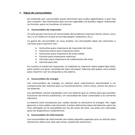 Elementos consumibles