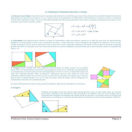 El teorema de pitágoras con papel y tijeras