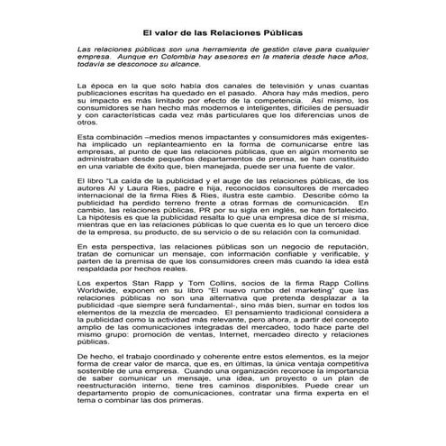 El valor de las RR.PP.