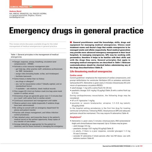 Emergency drug list