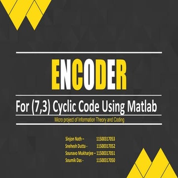 Encoder for (7,3) cyclic code using matlab