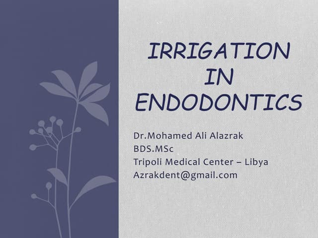 Endodontic irrigation