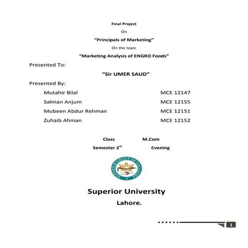 BCG Matrix of Engro foods