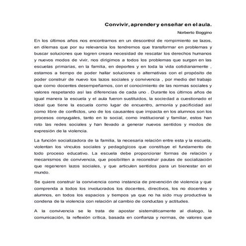 Ensayo convivir aprender y enseñar en el aula 