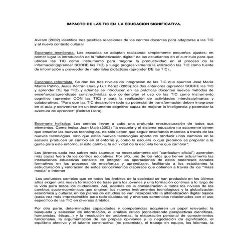 Ensayo  I M P A C T O  D E  L A S  T I C  E N   L A  E D U C A C I O N  S I G...