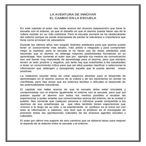 Ensayo la aventura de innovar