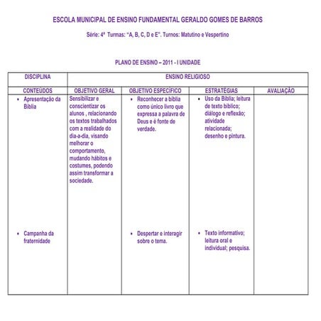Ensino religioso 4ª série
