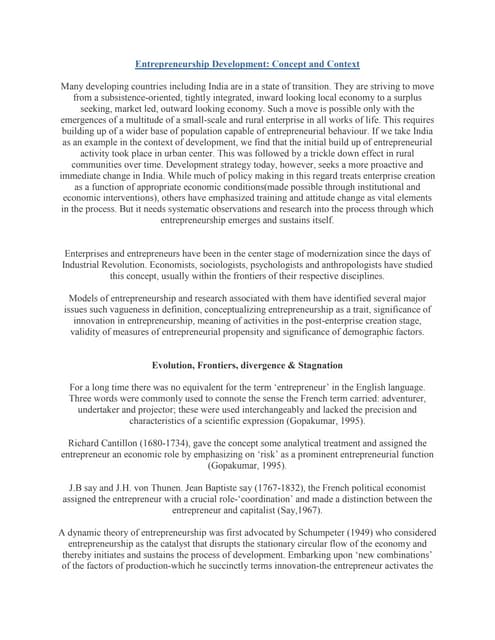 Entrepreneurship development